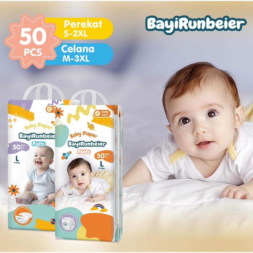 Penjualan pabrik Bayi Celana Popok Sekali Perekat NBS50/M50/L50/XL50/XXL50/XXXL50 Tipis Lembut Anti 
