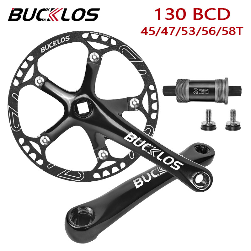 BUCKLOS 130BCD Crankset Sepeda Lipat 45T 47T 53T 56T 58T 130 BCD BMX Crank Set Chainring Sepeda Lipa