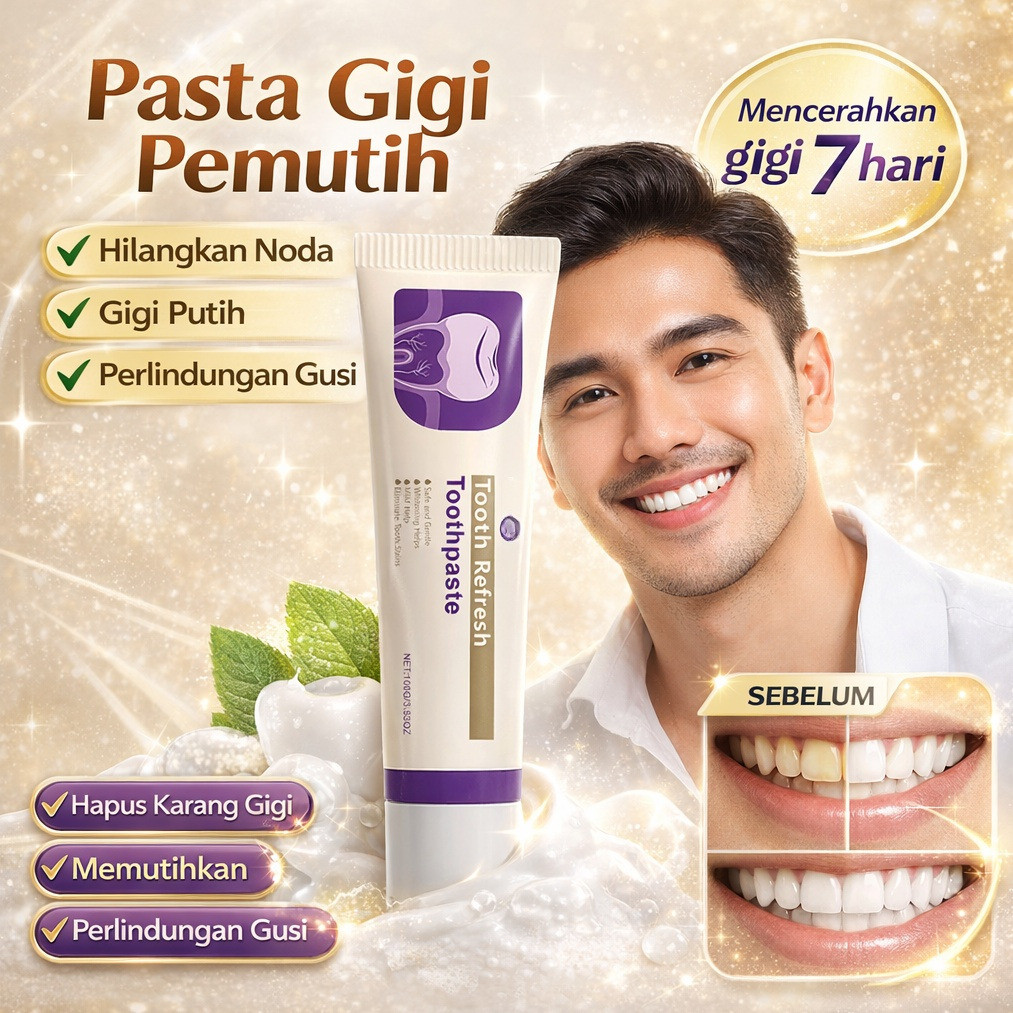 Resmi Pasta Gigi 100g Pemutih Gigi/7 Hari Mencerahkan/Hilangkan Noda Kopi Teh/Perawatan Gusi Sehat/A