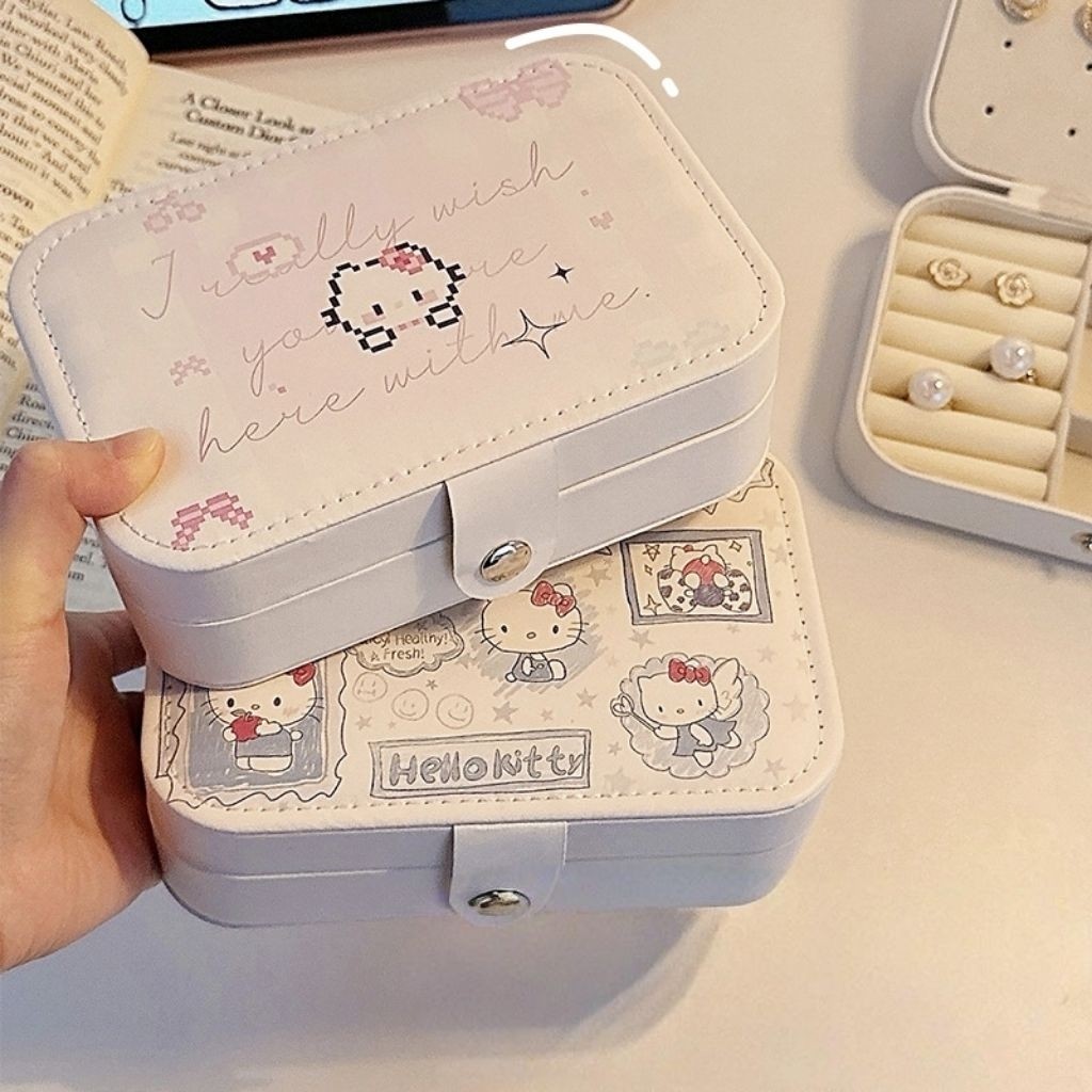 READY Kotak Perhiasan Hello Kitty | Cute Traveling Jewelery Box | Tempat Penyimpanan Perhiasan Porta