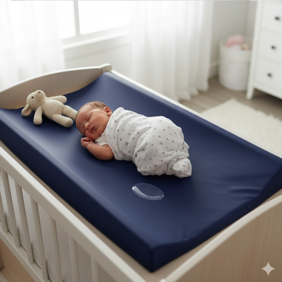 Pelindung Kasur Perlak Navy Blue Alas Anti Air Ompol Bocor untuk Bayi, Anak, Lansia Tahan Lama