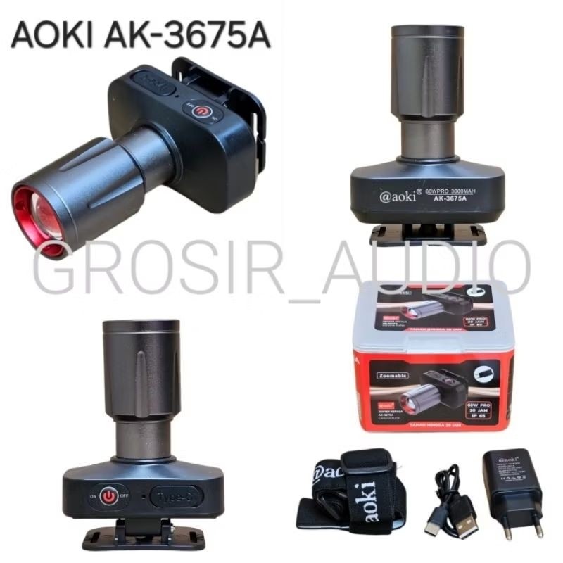 (lay bus) SENTER KEPALA AOKI ZOOM 60W AK3685A ,SENTER ZOOM 60WATT AOKI AK3685A PUTIH ,AOKI AK3686K  