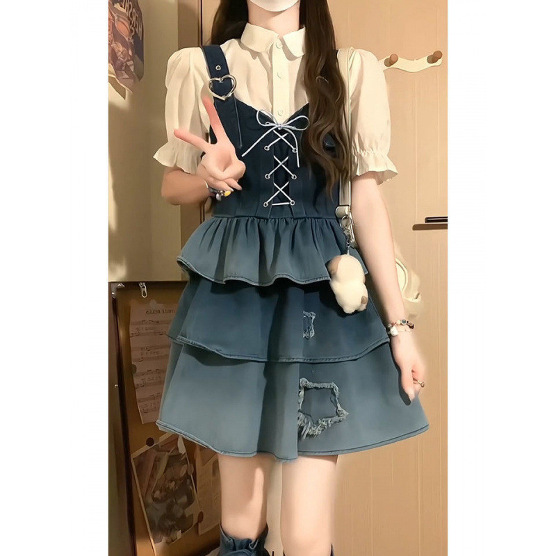 Gaun jeans, gaun kue, gaun pendek