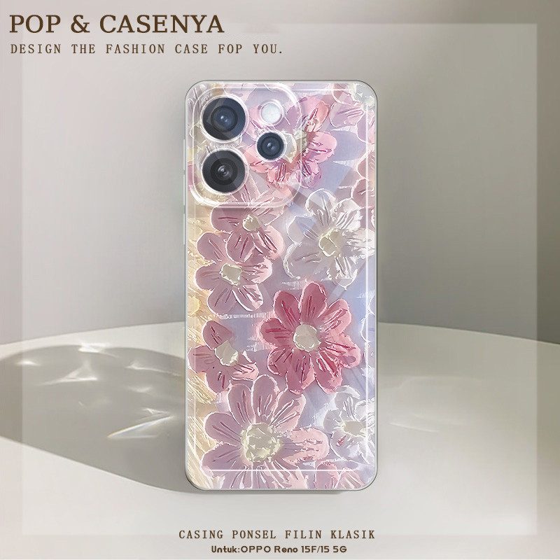 Bunga ungu Untuk Terbaru Case Hp OPPO Reno 15F 15 5G Soft Casing OPPO Reno 15F 15 5G Tk3 Couple Teks