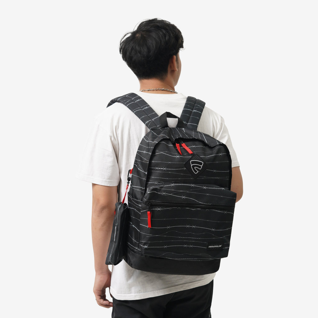 TAS PUNGGUNG RANSEL BACKPACK SIMPLE CASUAL PRIA WANITA HITAM FRIDAY KILLER | BADRED BACKPACK