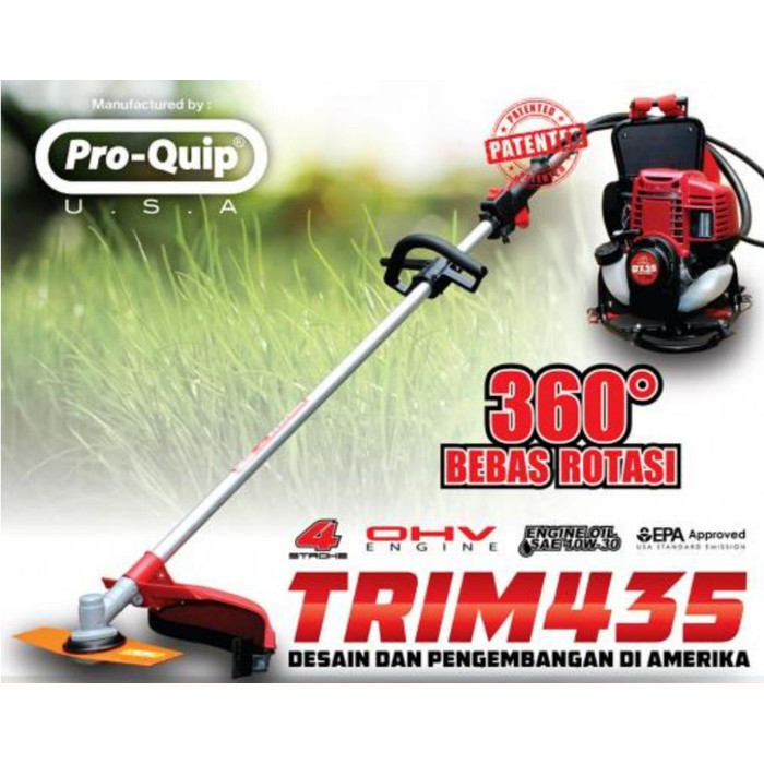 FULLSET LENGKAP PRO-QUIP TRIM435 Mesin Potong Rumput 4 Tak Pemotong Rumput 4tak