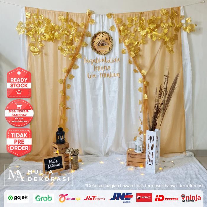 Promo Lebaran Idul Fitri 2023 Backdrop Putih Hiasan Dinding Pesta Rumah Lengkap Taqaballahu Mina Wa 