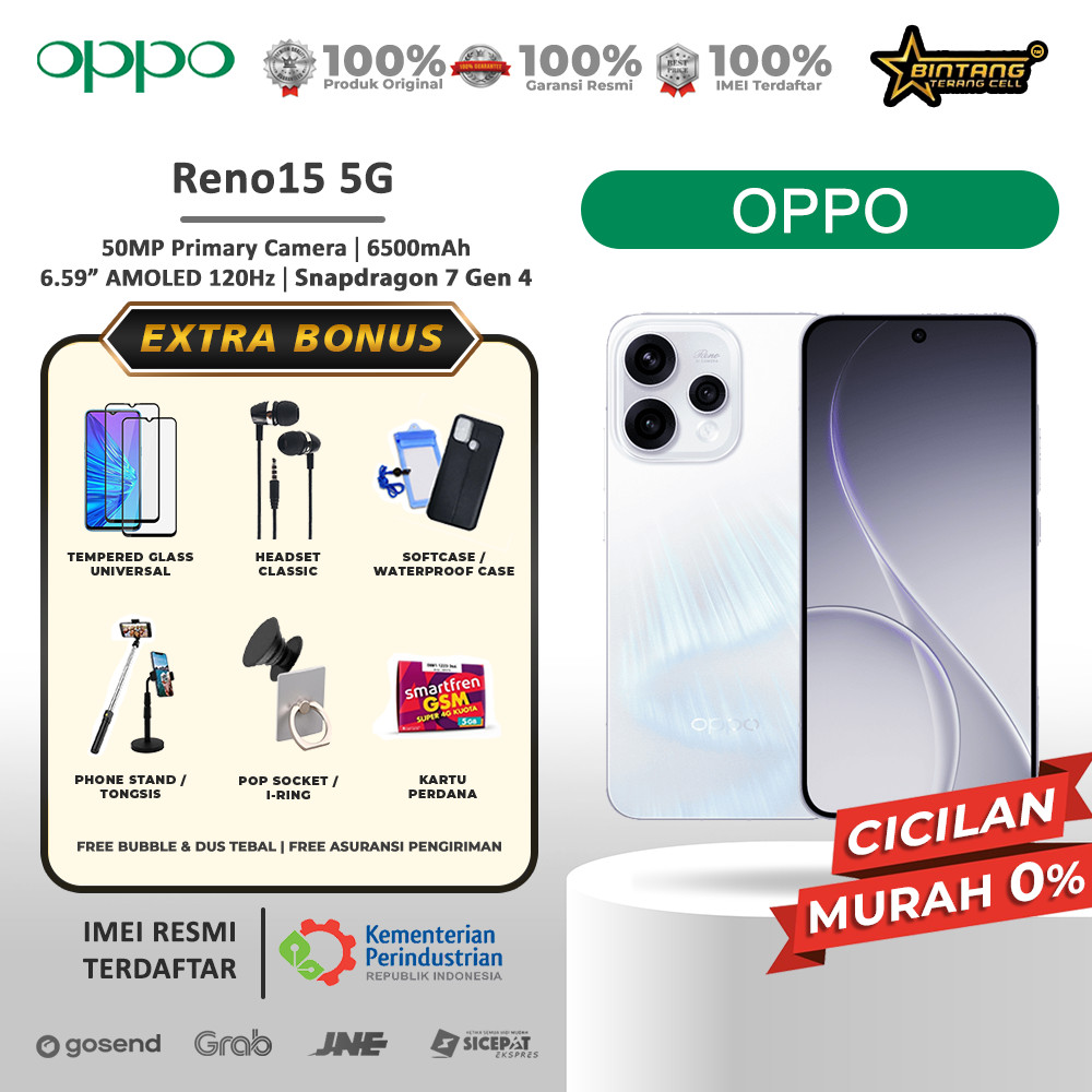 Oppo Reno 15 5G RAM8/256GB - 12/256GB Garansi Resmi