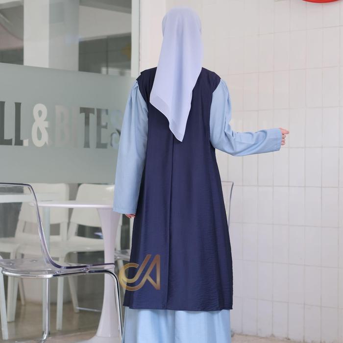 Jabayaska - Siera Set Setelan Pita Atasan dan Rok Tunik 2in1 Muslim Vest Polo Linen Terbaru Outfit K