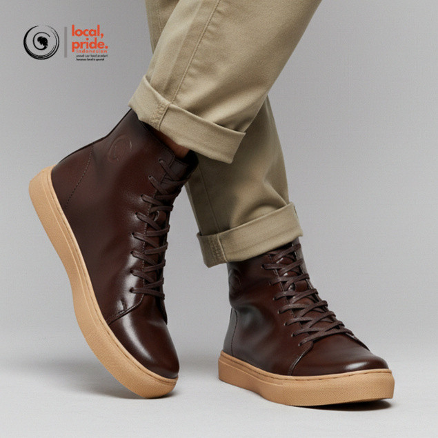 GREATA Magnus - Sepatu Boots Sneakers Kulit Asli Pria Outdoor Casual Cokelat Brown