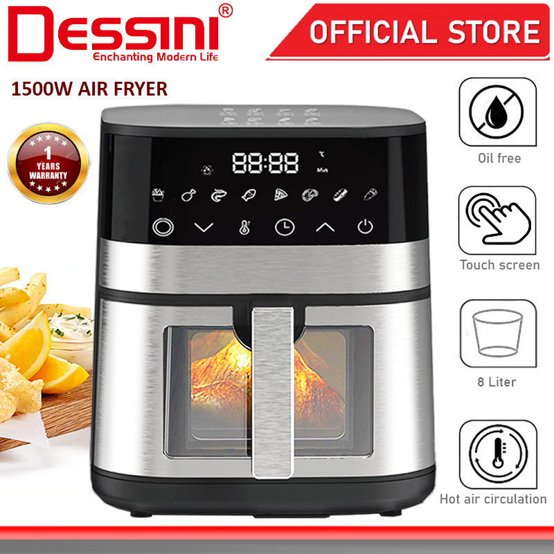 DESSINI ITALY Air Fryer Elektrik Tanpa Minyak Timer Kapasiti Besar Masak Cepat Sihat Electric Air Fr