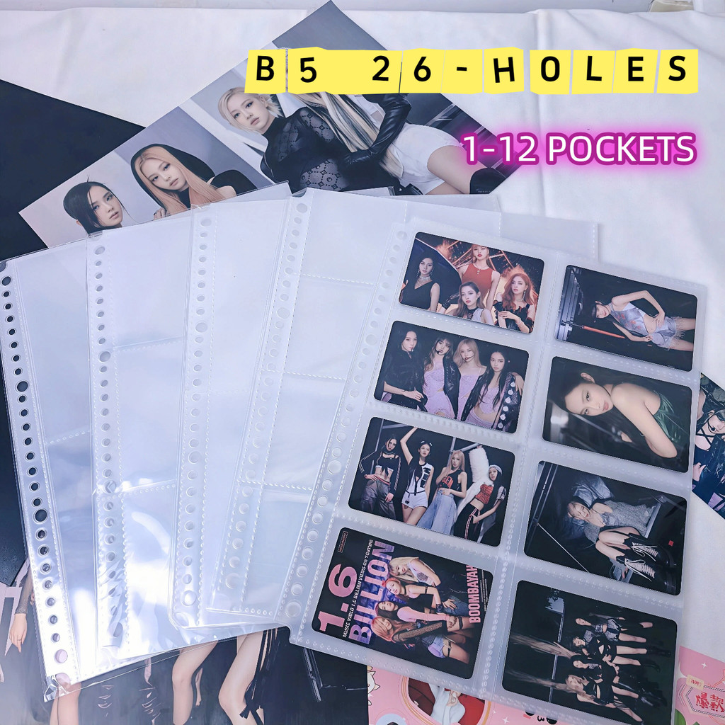 10 Sheets 9/26 Holes B5 Clear Single Photo Album PP Sleeves Photocard Binder Scrapbook Photo Card Co