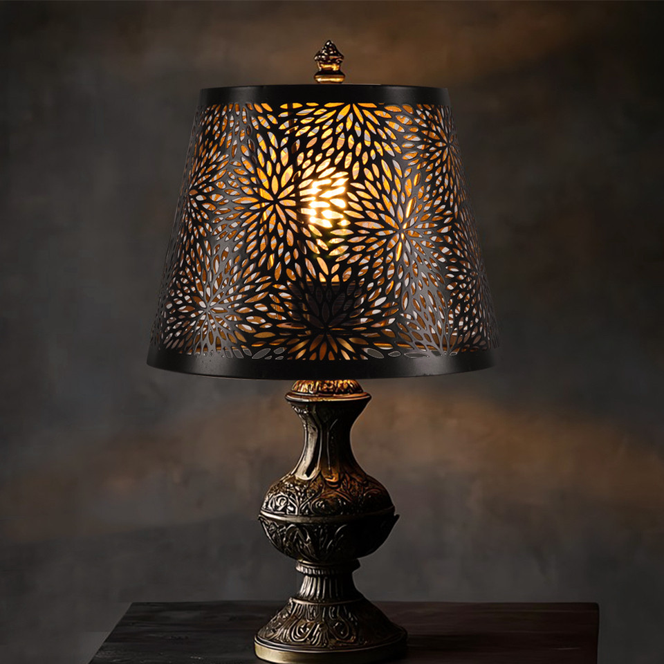 E27 Universal Metal Lampshade Floral Print Exquisite Lamp Cover Creative Iron Lampshade for Table La