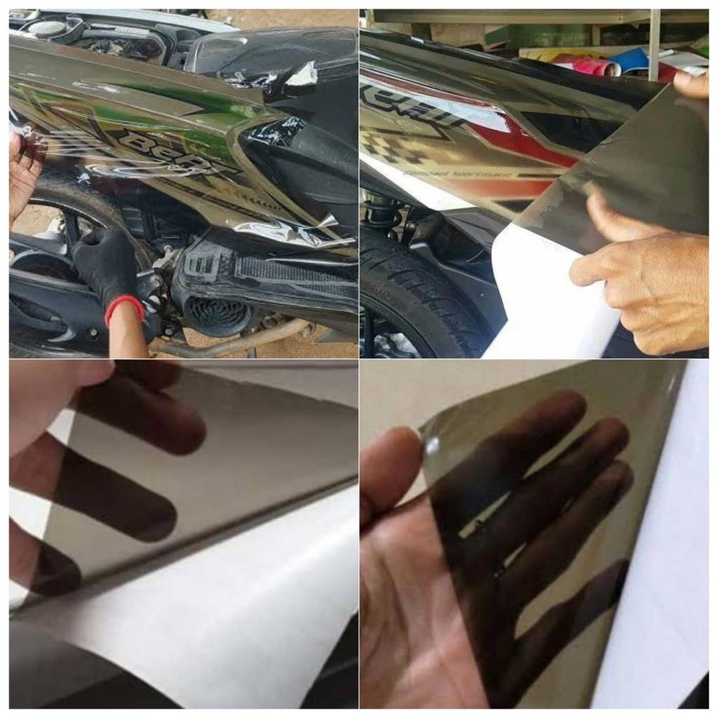 Skotlet Hitam Transparan Sticker Motor Transparan Bening Doff Glossy