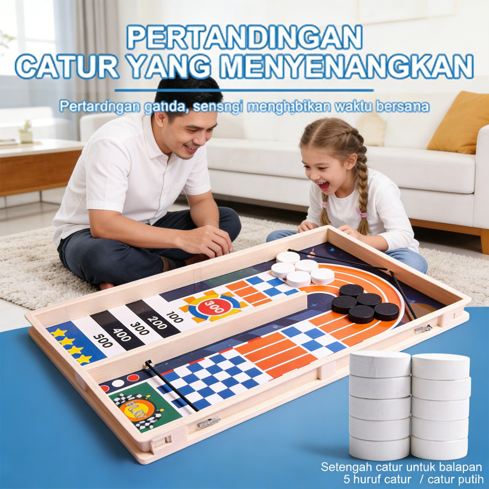 Permainan Papan Anak Kayu Bouncing Ice Hockey Catapult Mainan Catur