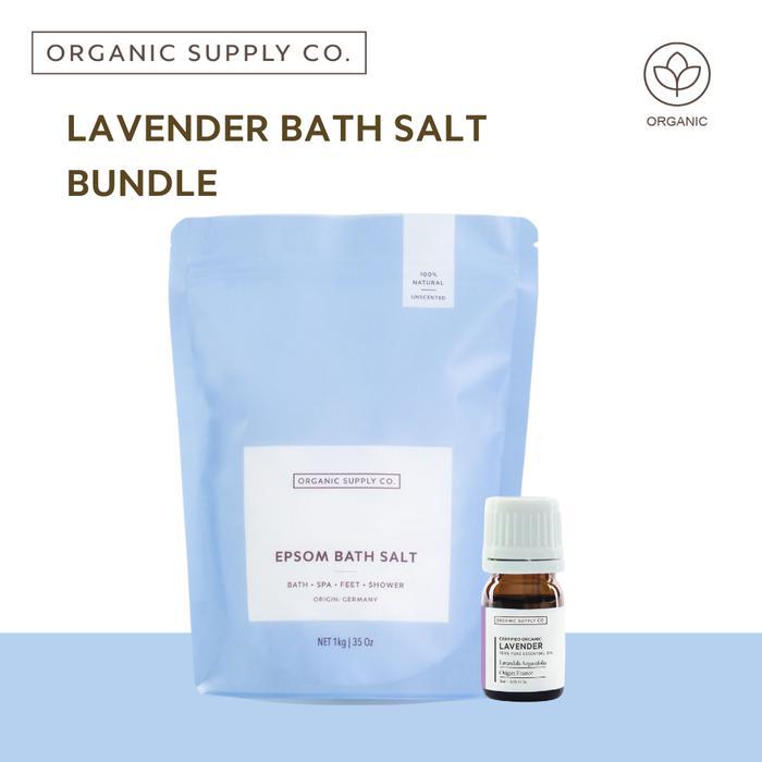 Organic Supply Co. Epsom Salt & Essential Oil Bundle - Foot Soak, Bath Salt, Garam Mandi dengan Miny