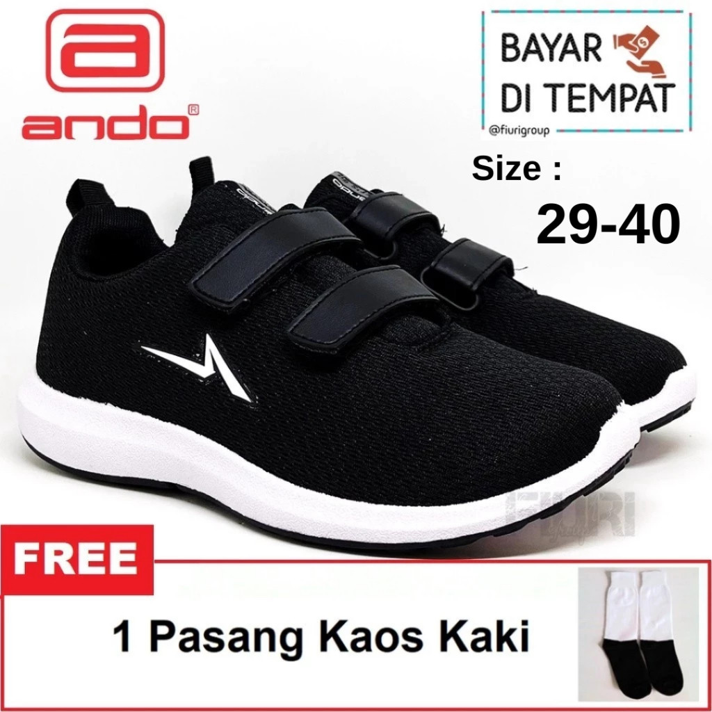 FIURI - ANDO ORIGINAL - SIP 21 VIANY PEREKAT 29-40 HITAM PUTIH - Sepatu Kets Pria - Sneakers Pria - 