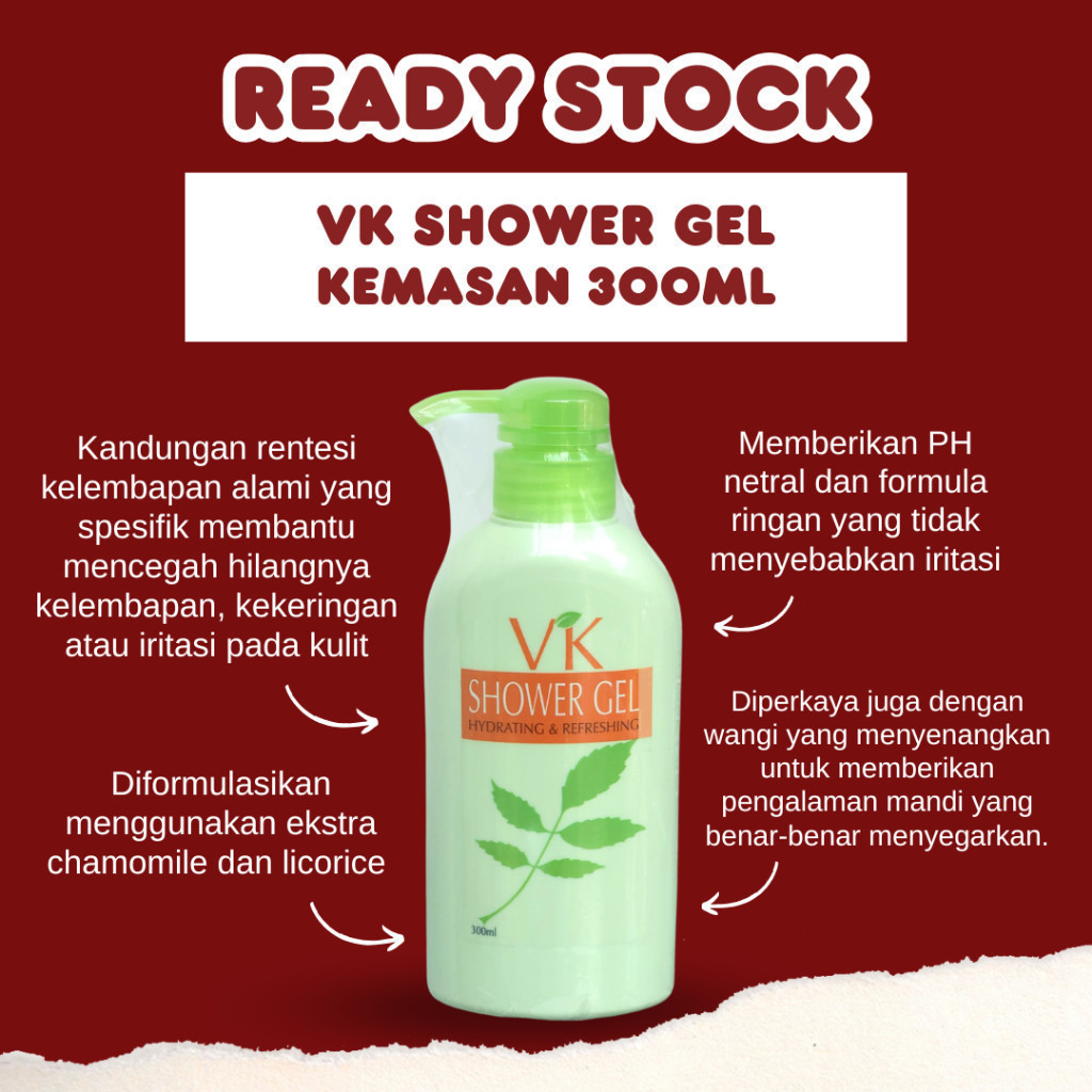 READY VK Shower Gel Hydrating & Refreshing | 1 botol isi 300 ml