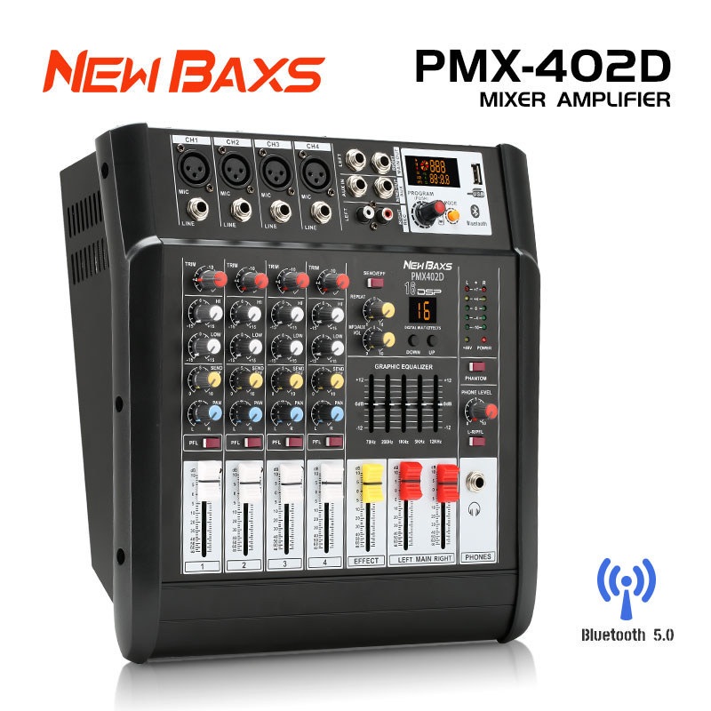 NEW BAXS PMX402S/PMX402D Audio Mixer amplifier profesional mikrofon nirkabel penguat  3 in 1, 350W *