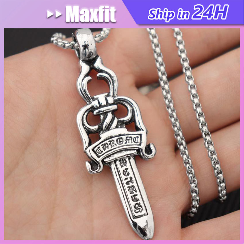 Kalung Rantai Titanium Liontin Pendant Pedang Vintage Punk Rock Evan CH Cross Necklace Sword Evan Ch