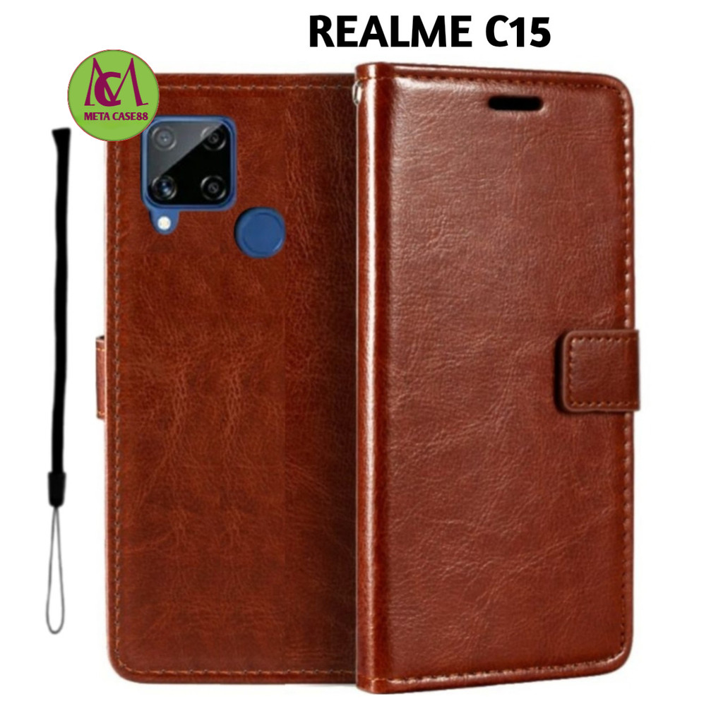 CASE FLIP COVER REALME C15 RMX2195 SARUNG HP DOMPET KULIT