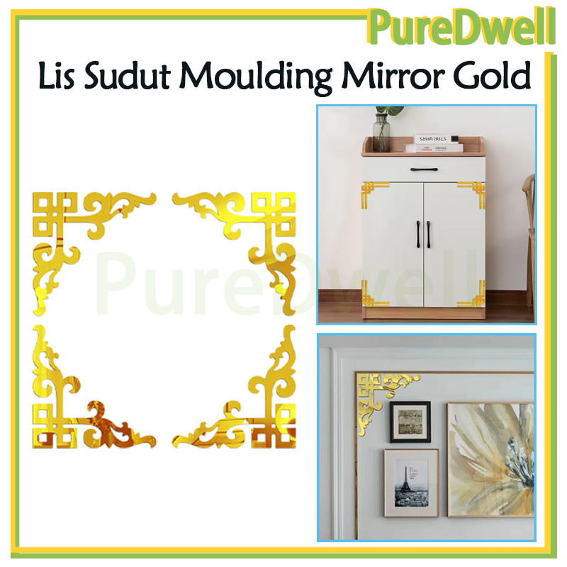 list akrilik moulding ukuran 10 cm x 10 cm/list mirror wall sticker gold/list gold mirror