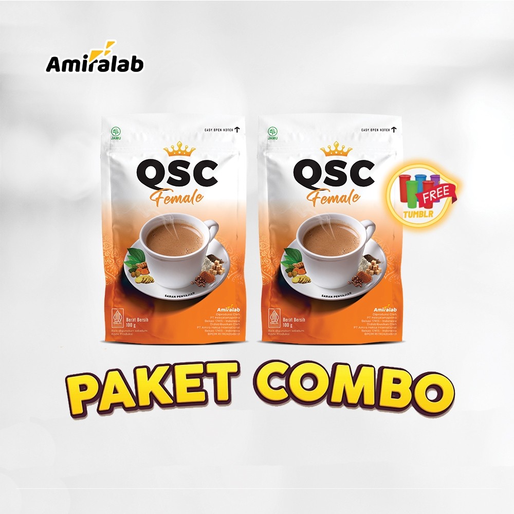 PAKET HEMAT 2 POUCH (FREE TUMBLER) AMIRALAB QSC FEMALE Obat Pelancar Haid Minuman Kopi Menstruasi Si