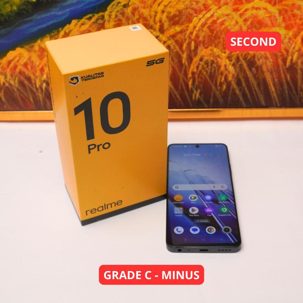 REALME 10 PRO 8/256 GB (5G) GRADE C - MINUS HP SECOND ORIGINAL SINAR MUTIARA CELL