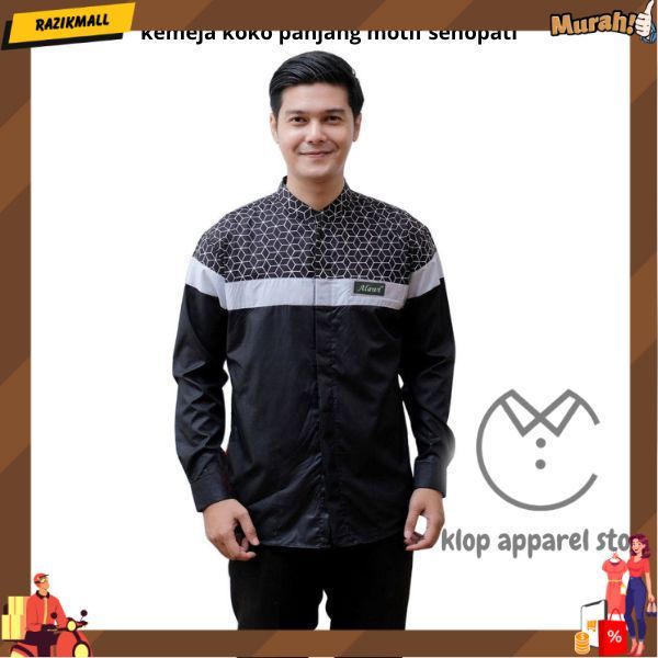 Baju koko Dewasa Kemeja koko lengan panjang dewasa motif senopati warna coksu - baju koko dewasa ter