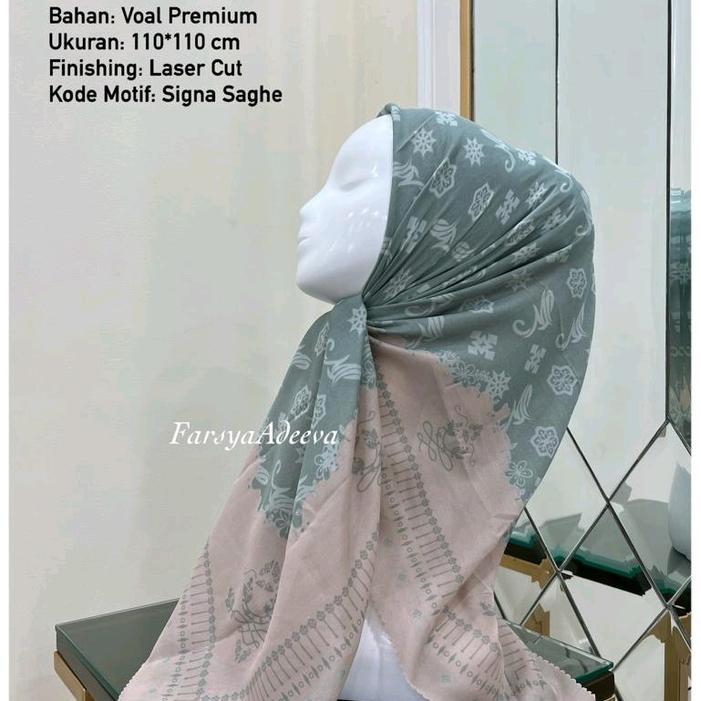 HIJAB SEGI EMPAT VOAL MOTIF SNA MINT - -, -