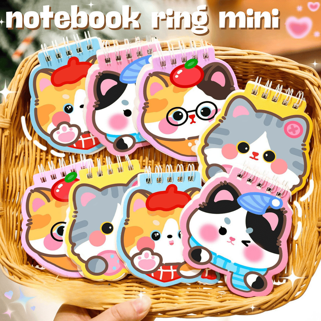 NOTEBOOK RING MINI KAWAII ANIMAL POLOS TANPA GARIS | BUKU CATATAN ESTETIK