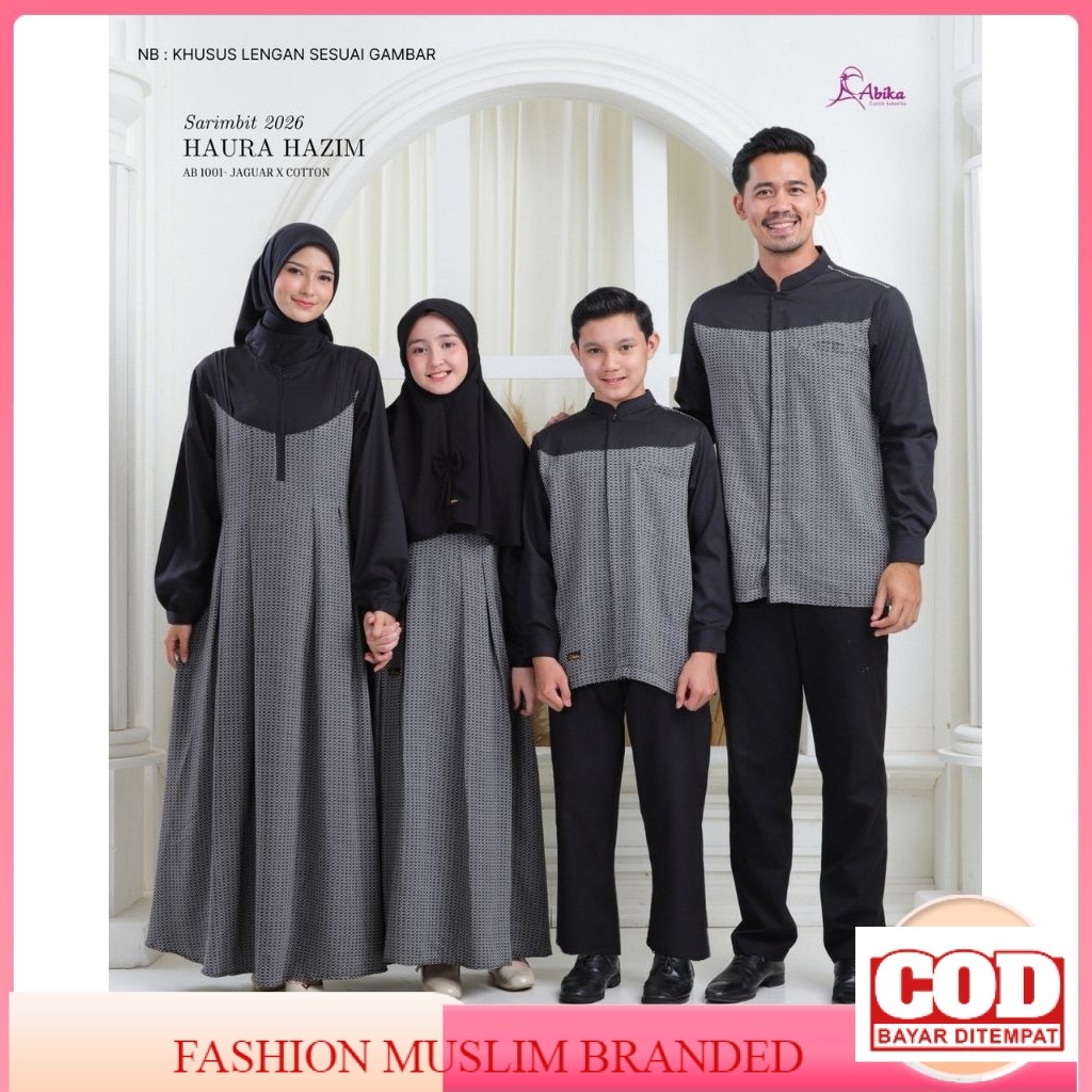 New Abika Hijab Sarimbit Keluarga Lebaran 2026 Haura Hazim Black Hitam Series Terbaru 2026 Baju Sera