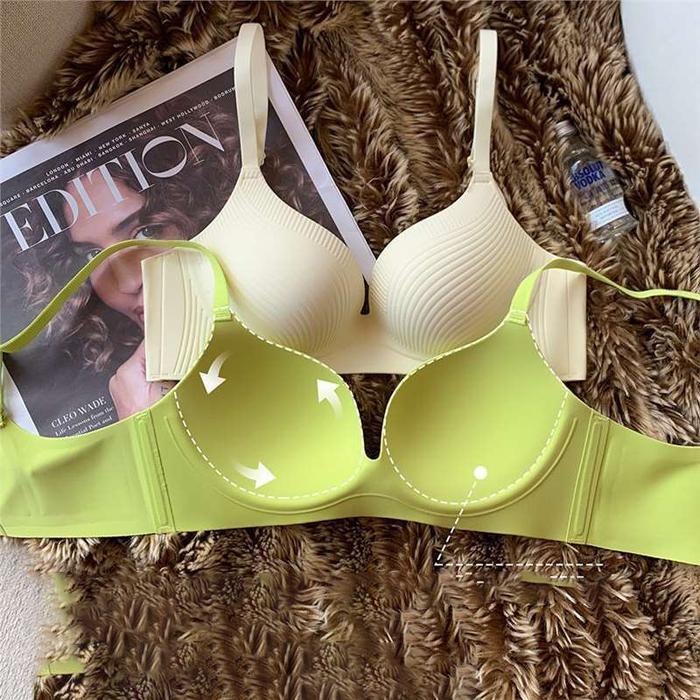 Bra Tanpa Kawat Seamless Breathable Sayap Lebar Nyaman Halus Polos Busa Bh Wanita Tipis Lembut - Gre