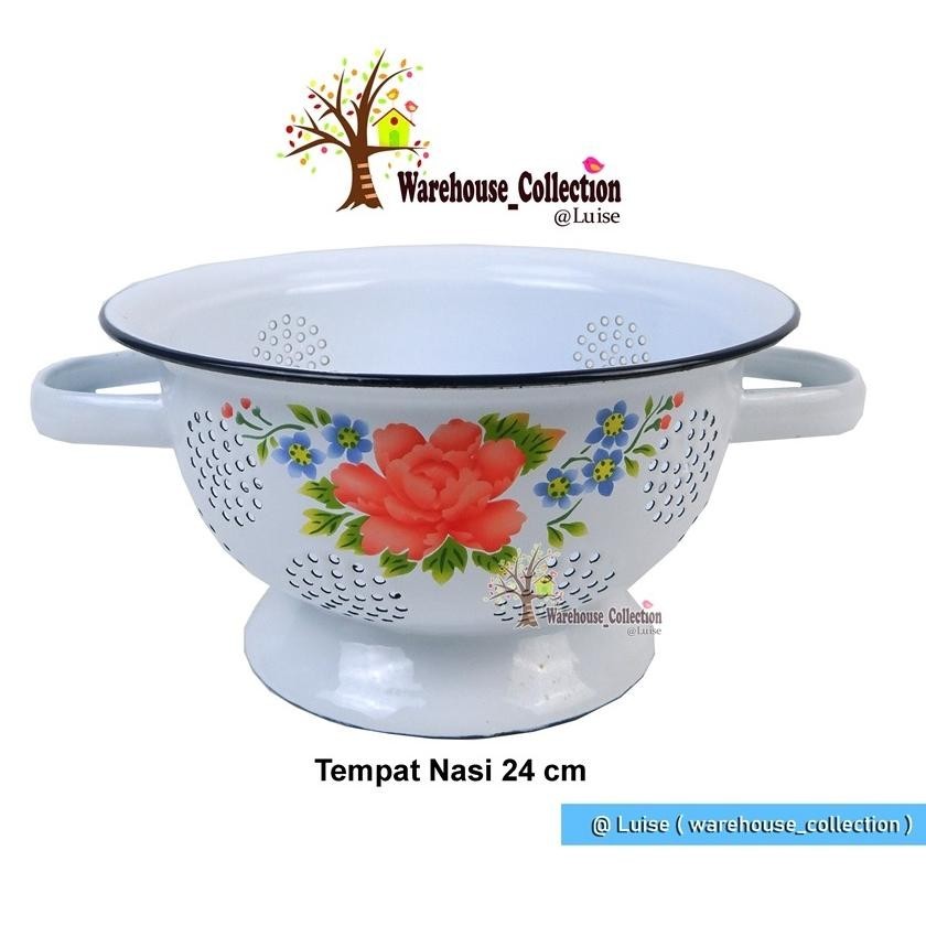 Ghassan Ceting / Sangku Nasi Motif Kembang / Polos Uk 22 Dan 24 Cm Enamel Seng Blek Vintage