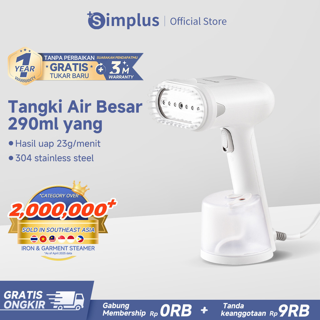 Simplus Setrika Uap 290ml Genggam Kapasitas Besar Daya 1200W Pemanasan 30 detik