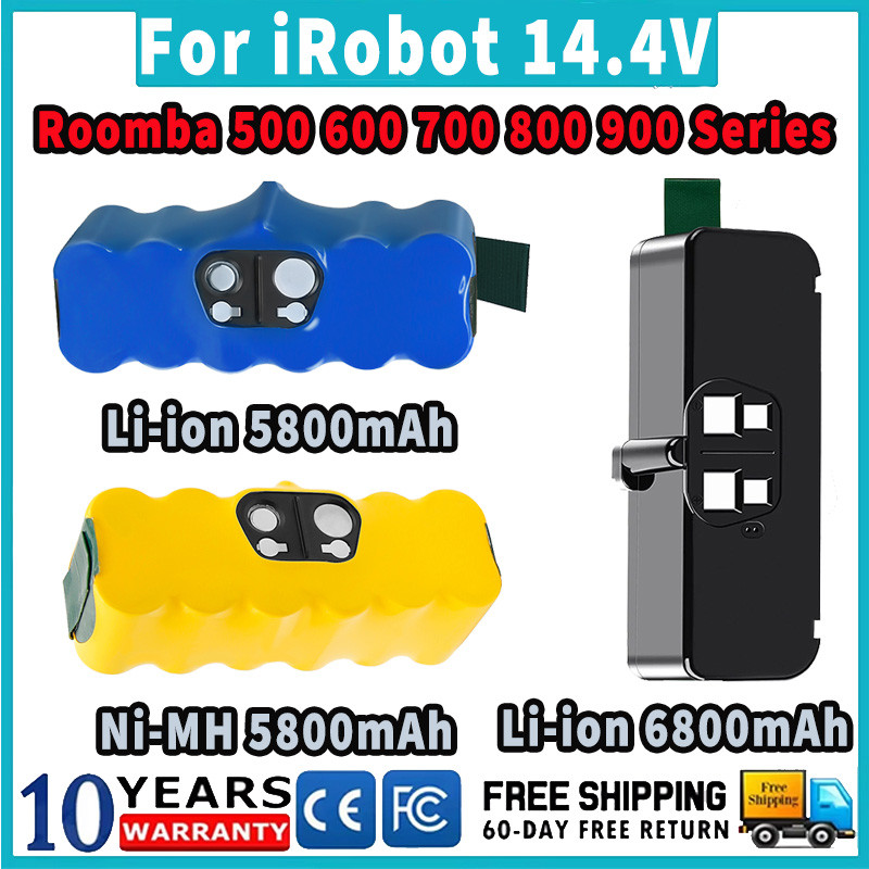 5.8/6.8Ah 14.4V Vacuum Cleaner Battery for iRobot Roomba 500 600 700 800 900 980 895 890 790 650 630