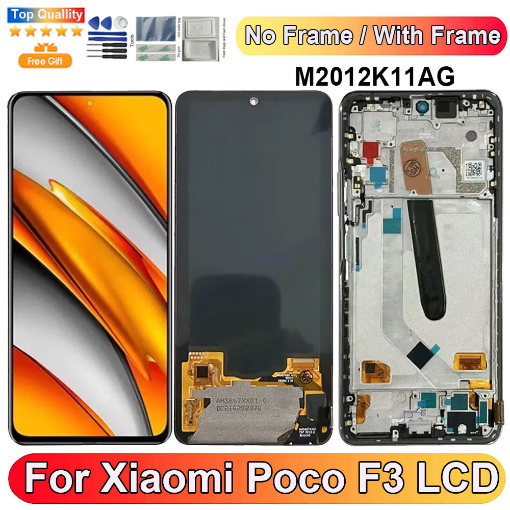 AMOLED For Xiaomi Poco F3/F3 Pro M2012K11AG LCD splay  with Frame Tou Panel gitizer 6.67'' For Poco 