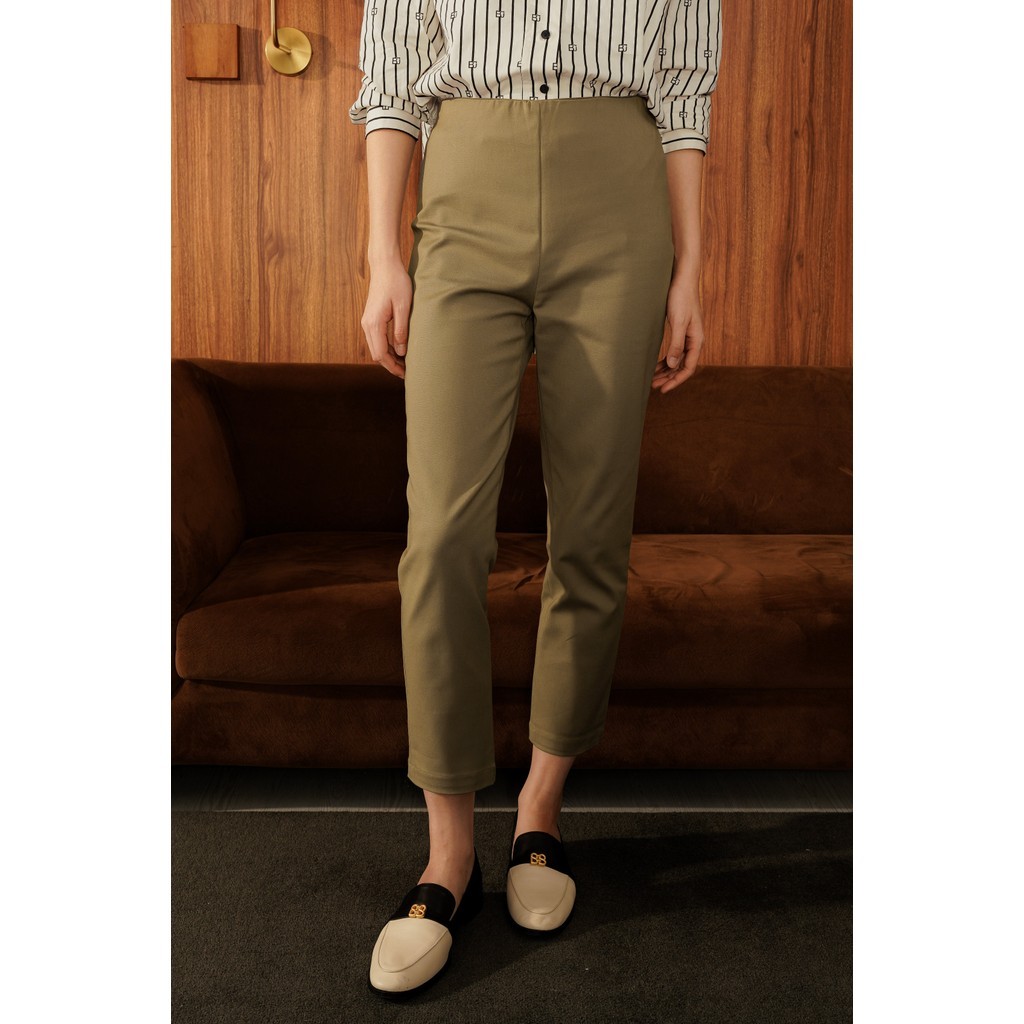 Benang Jarum - High Waist Ankle Pants - Camel