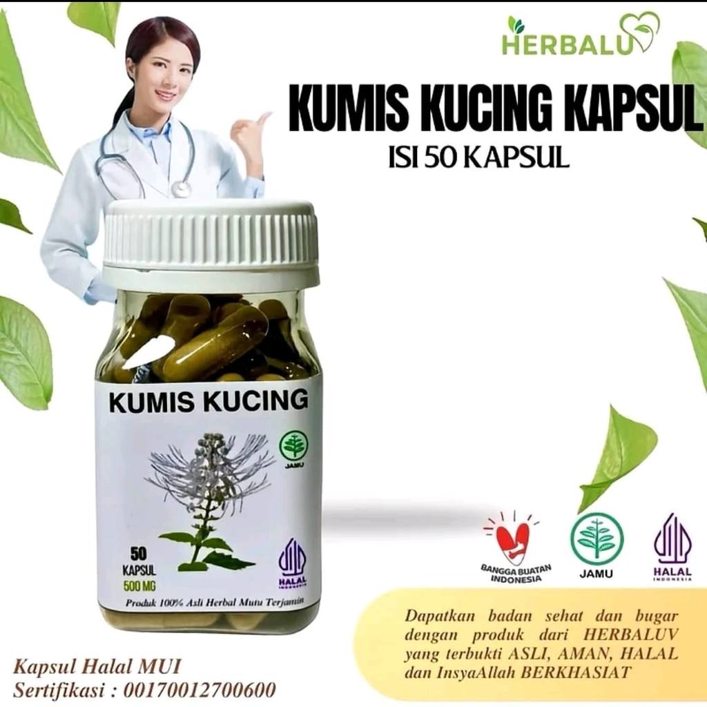 Kapsul Kumis Kucing Original Herbal Isi 50 ( ISK, Ginjal, Asam Urat ) - RKM
