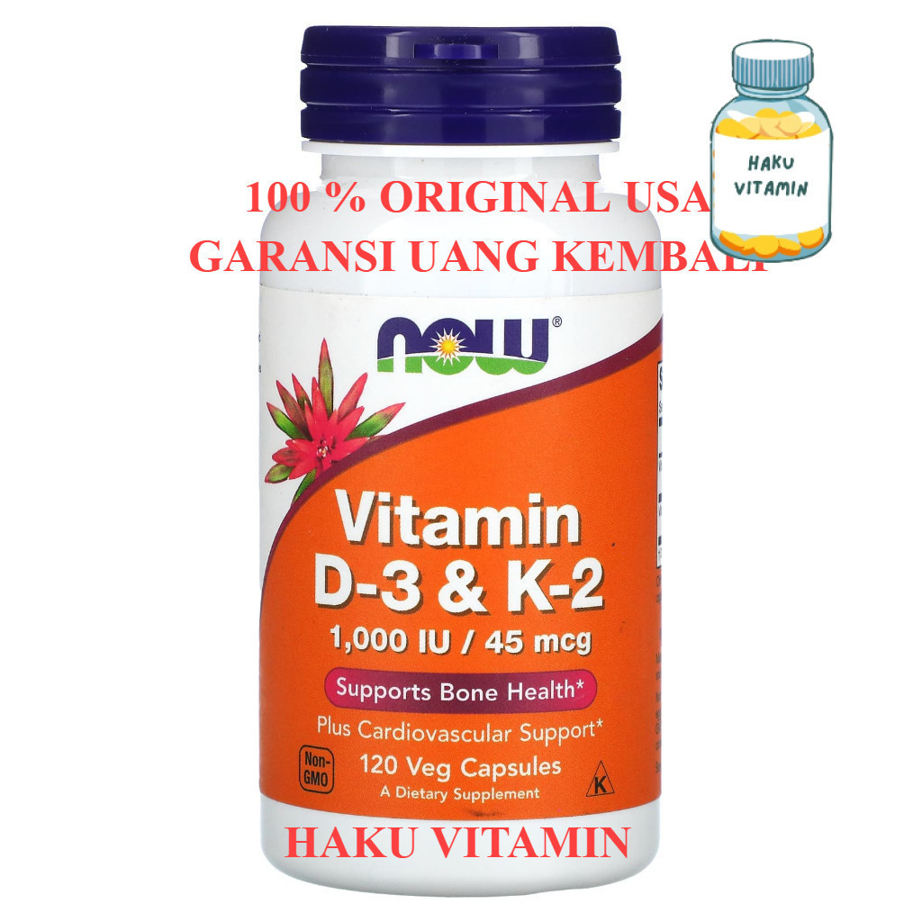 NOW VITAMIN D3 K2 1000 5000 2000 10000 IU ISI 120 180 240 360 SOFTGELS | HAKU VITAMIN