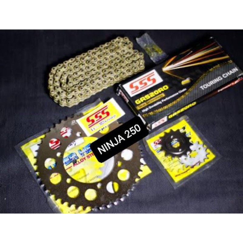 gear set ninja 250 karbu ninja 250 fi ukuran 520 1 SET GEAR SSS 100% ASLI GEAR SET SSS UKURAN 520 ge