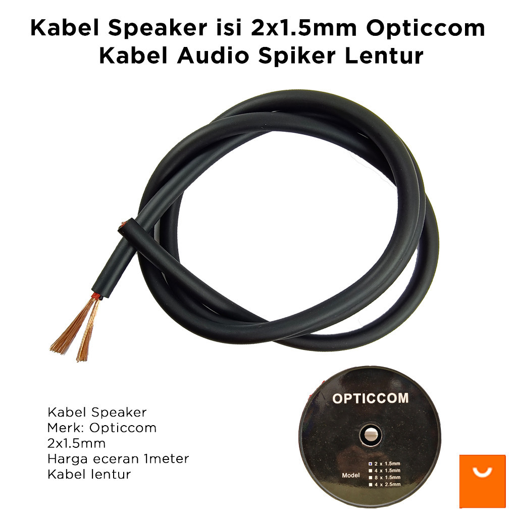 Kabel Speaker isi 2x1.5mm Opticcom Kabel Audio Spiker Lentur