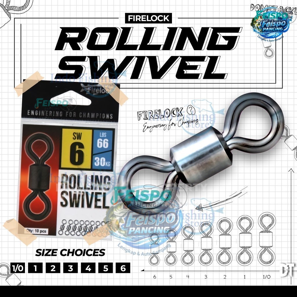 FEIPO Pancing - Firelock Kili Kili Rolling Swivel Pancing 1/0 1 2 3 4 5 6 Saltwater