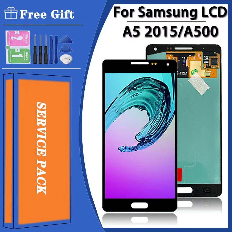 Super AMOLED For Samsung A5 2015 A500 A500F A500FU A500H A500M LCD Display Touch Screen Digitizer As