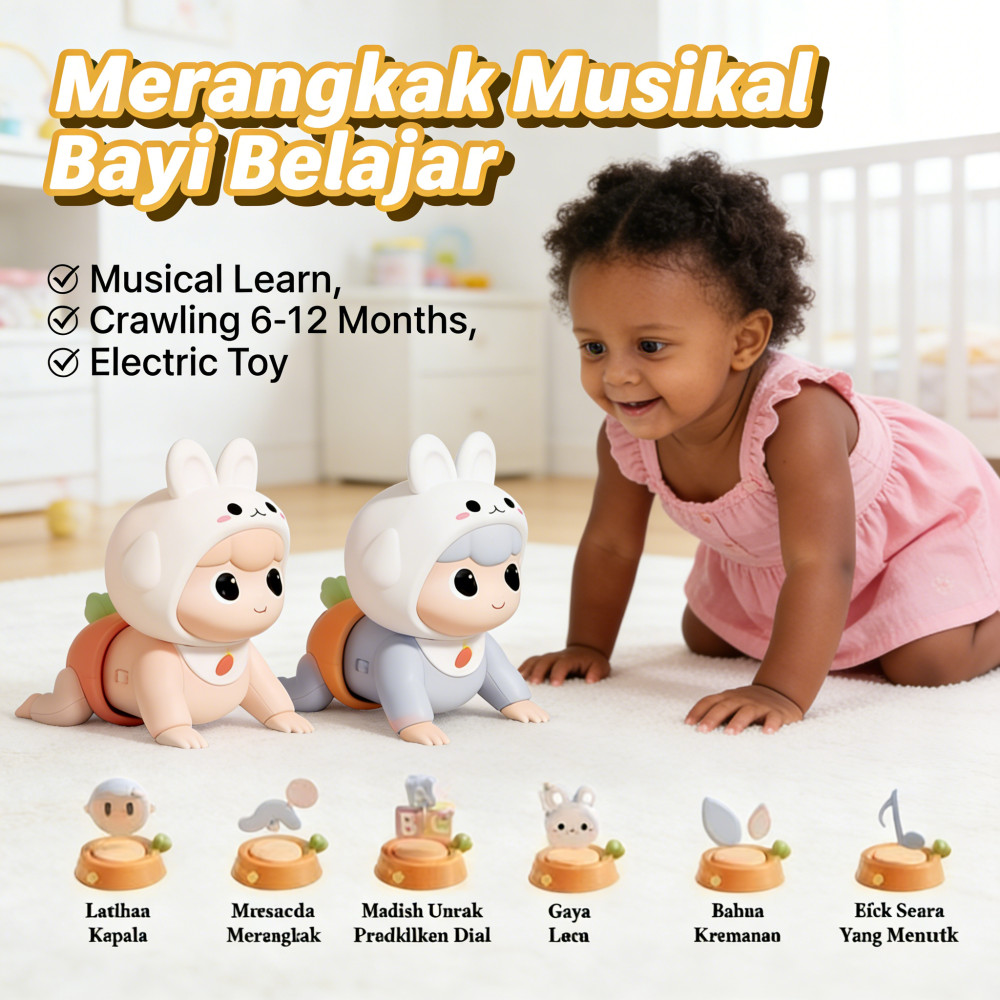 Bayi 6-12 bulan Belajar musikal merangkak mainan elektrik Anak Edukasi