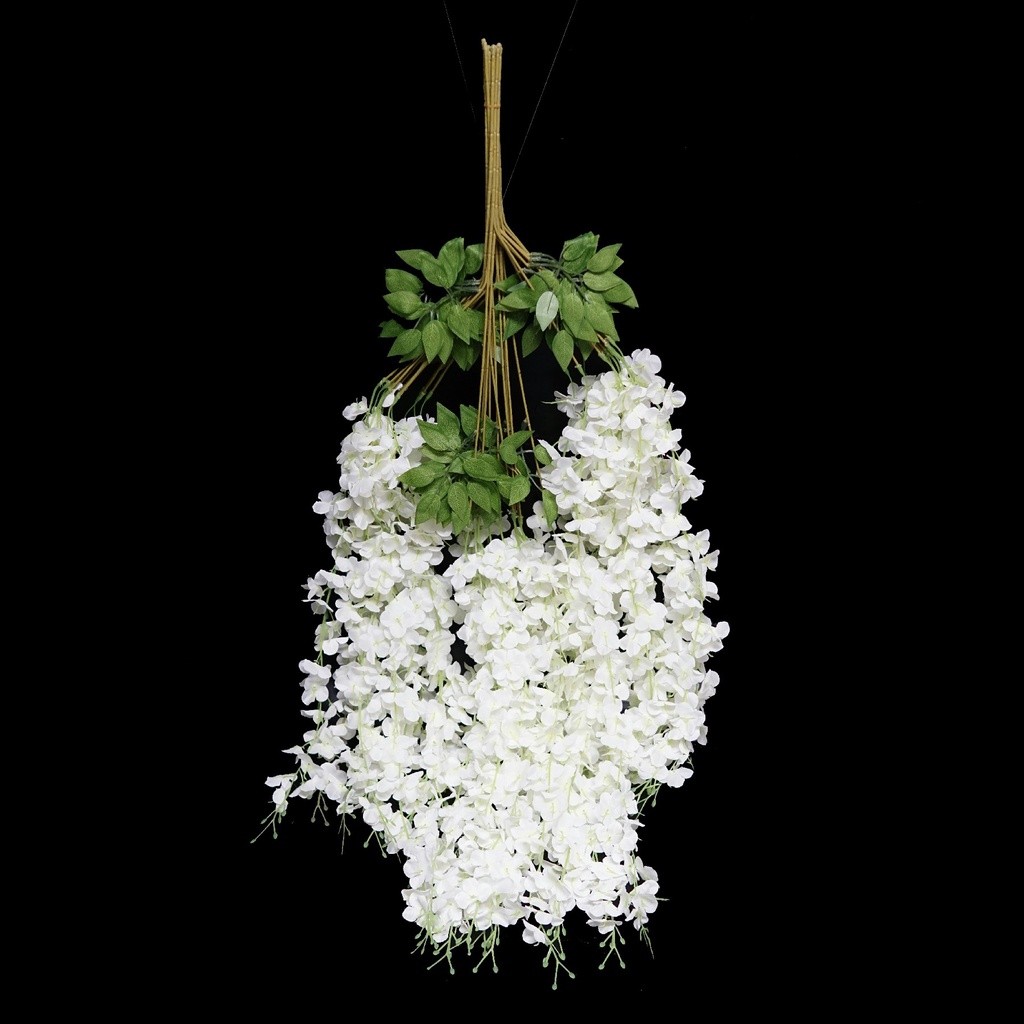 Wony Store - Bunga Wisteria Besar Jumbo Putih Daun Bunga Artificial / Bunga Plastik / Bunga Dekorasi