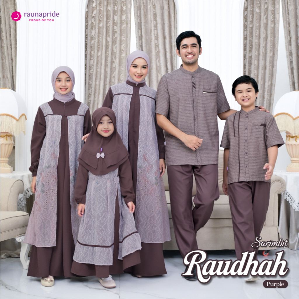 Baju Lebaran Keluarga model Rompi Lepas Warna Ungu & Hijau RAUDHAH sarimbit by raunapride DISKON