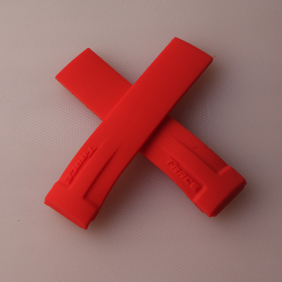 20mm Soft Rubber Silicone Watband Strap Black Red Orange Waterproof Wat Band for Tissot Strap T048 T