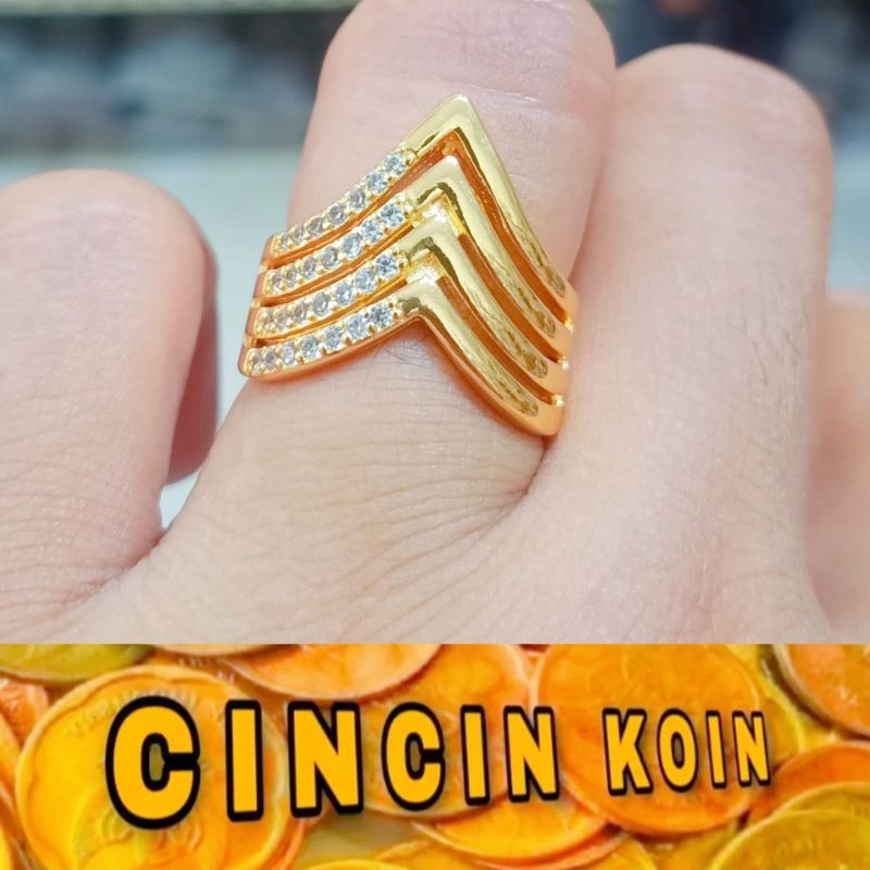Promo Cincin Koin Logam Terbaru Berlapis Emas 24K ANTI KARAT