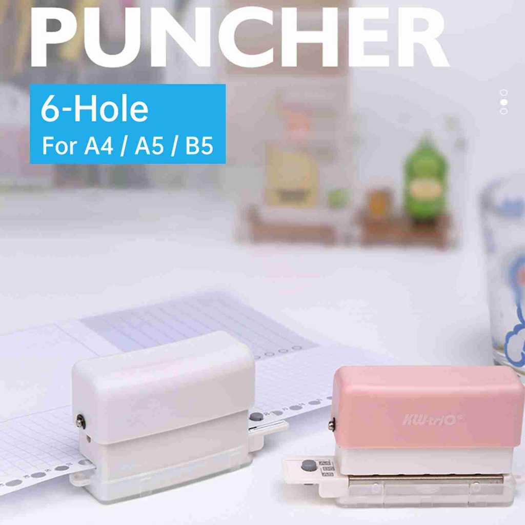 Hole puncher Paper Punch 6 Hole 3 Sheets Capacity Loose Leaf Punch 55mm Hole ameter Mini Portable Pa